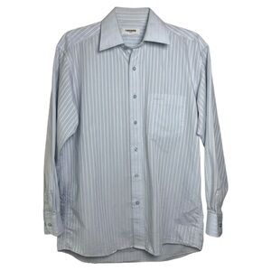 Renoma Paris Striped Button Dress Shirt Men’s Size Medium Blue White